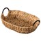Natural Water Hyacinth Storage Oval Baskets with Black Handles for Serving or Decoration